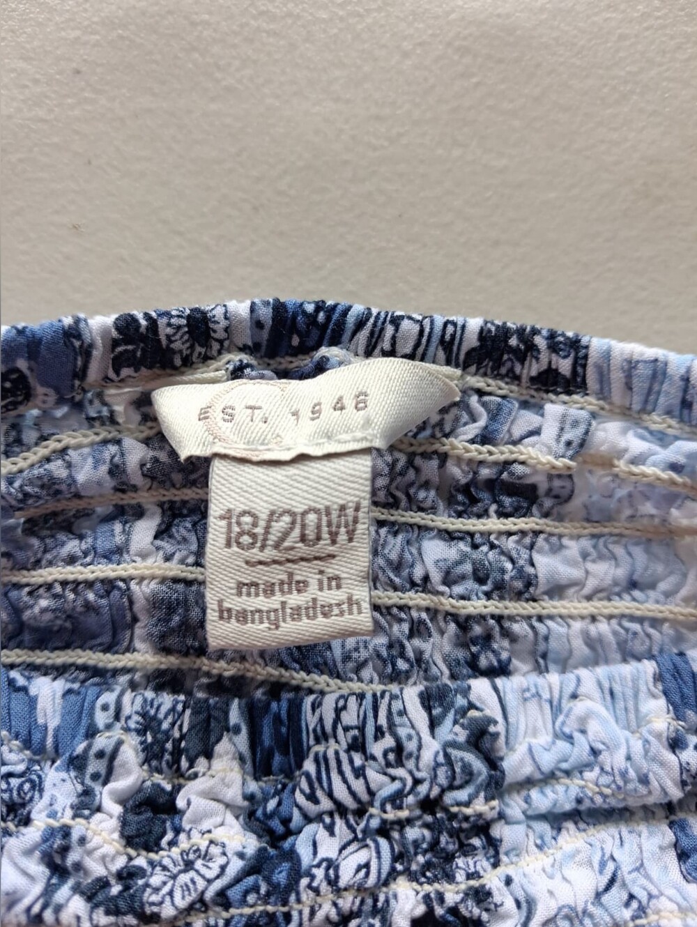 Cato Blue and White Floral Smocked Women's Top